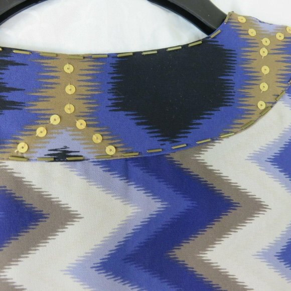 Chico's 0 Long Open Front Kimono Duster Coat Purple Gold Beaded Sequence Lined - Picture 11 of 12